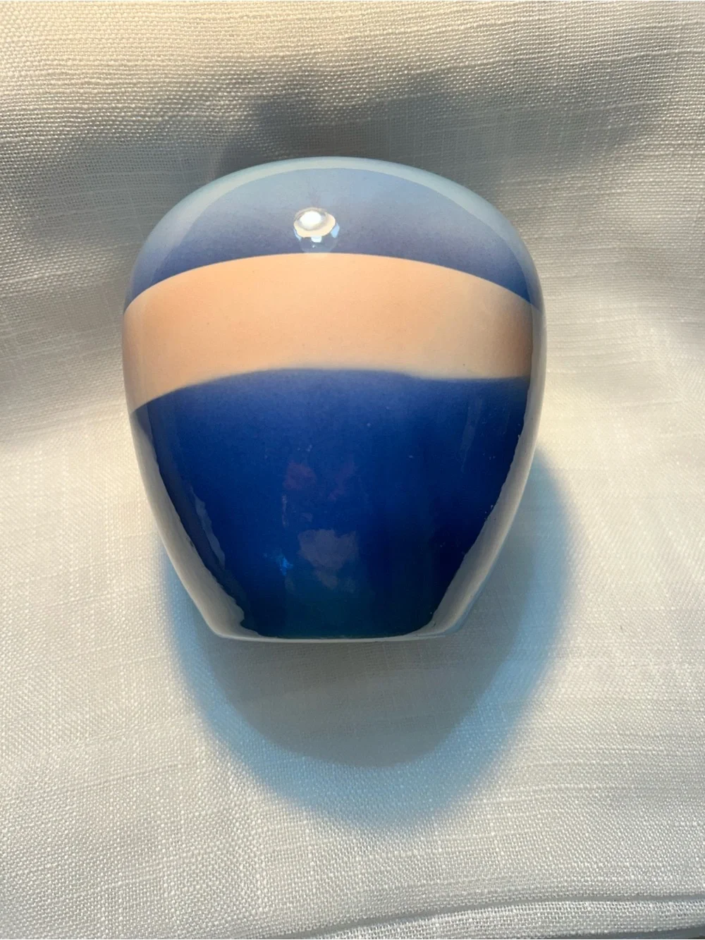 Blue Gradient Ceramic Vase with Abstract Flower Motif